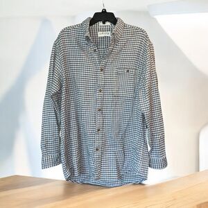Vtg ORVIS Men's L 100% Cotton Flannel Plaid Button Down Shirt Made in India